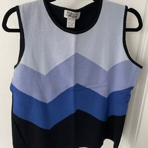 Blue and black sleeveless top